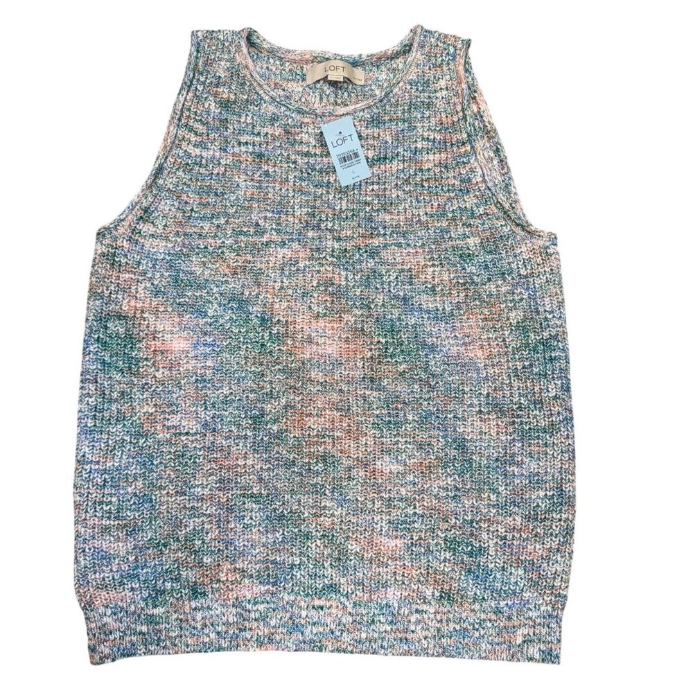 Loft Multicolor Knit Tank Top Sleeveless Lightweight Size PL